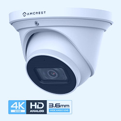 Amcrest ProHD 4K Dome Outdoor Security Camera, 4K (8-Megapixel), Analog  Camera, 164ft Night Vision, IP67 Weatherproof Housing, 3.6mm Lens 87° Wide  Angle, Built-in Microphone, White (AMC4KDM36-W)